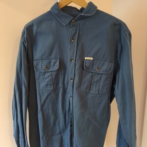 Sendero Shirt Mens Large Blue Button Up Durable Workshirt Cowboy Casual Pocket